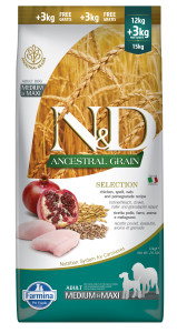 Farmina - N&D Ancestral Grain Canine Adult Selection Medium/Maxi Huhn & Granatapfel