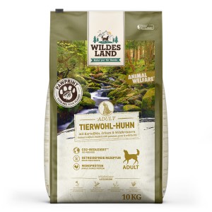 Wildes Land - PawPrint Animal Welfare - Canine Adult Tierwohl-Huhn mit Kartoffeln, Erbsen und Wildkr&auml;utern