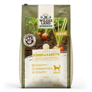 Wildes Land - PawPrint Veggie - Canine Adult K&uuml;rbis & Karotte mit frischem Gem&uuml;se und Wildkr&auml;utern